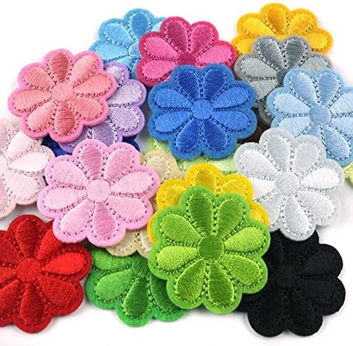 40 Pack Flower Ferro em remendos Daisy Motivo de apliques bordados para roupas de vestuário DIY Brincilhas, tornando