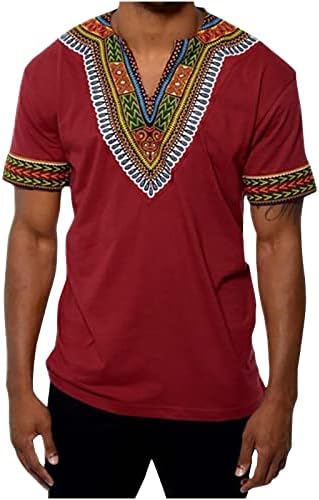 Camisa africana masculina manga curta casual dashiki tshirt floral impressão metálica tee tradicional