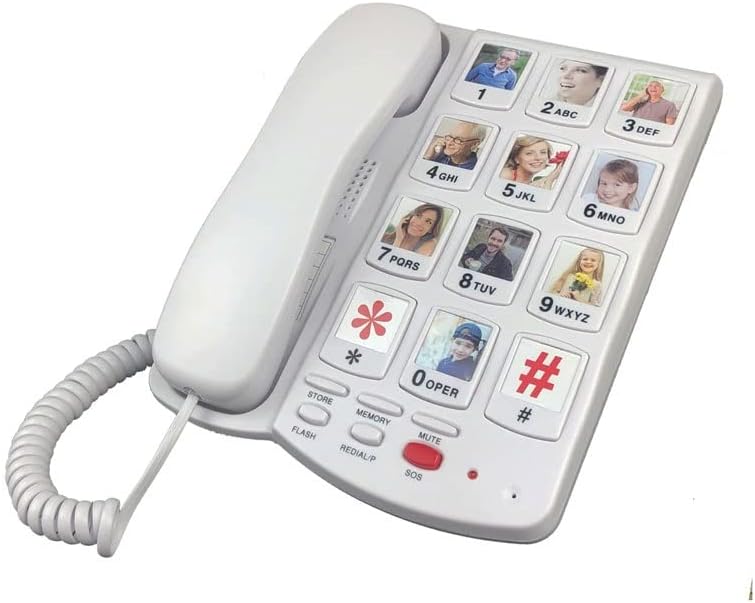Zykbb Big Button Cord Phone para idosos, Big Button Lined Lined para idosos, com tecla de memória