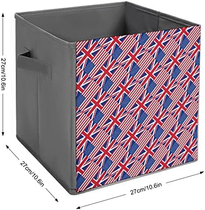 American Flag and England sinaliza grandes caixas de armazenamento Cubos Bins dobráveis ​​Caixa
