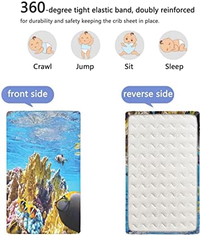 Mini folhas de berço com temas oceânicos, mini -berço portáteis Material Ultra Soft - lençol de colchão de berço