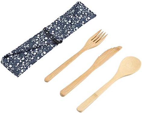 Kit de tabela reutilizável estilo japonês estilo reutilizável kit de utensílios de jantar de bambu Kit Kinfe & Fork & Spoon