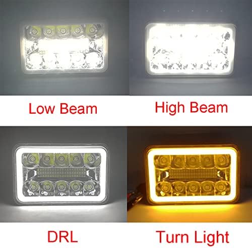 Amuniesun 4pcs 4x6 polegadas LED FARÇOS DE HALO DE FARELOS SELADOS DRL Turn Turn Light Compatível com Chevy Suburban
