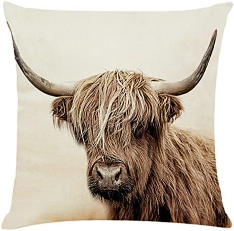 Figman Highland Cow Throw Pillow Tampa ， 18x18 polegadas de travesseiro de vaca marrons de impressão marrom