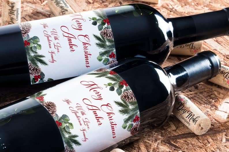 Gue personalizada Feliz Natal Rótulo de garrafa de vinhos envolve adesivos de festa de festas