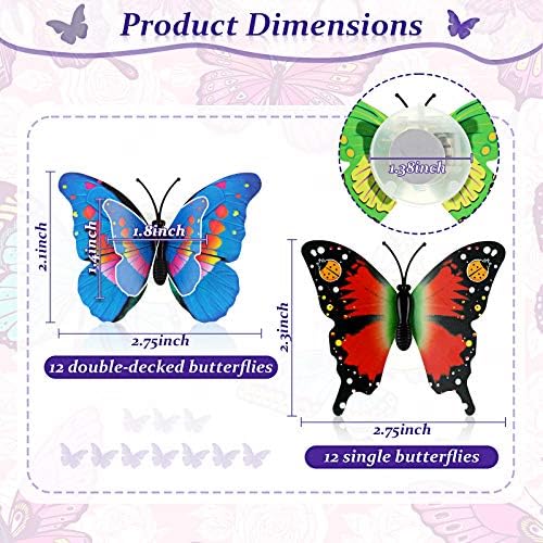 Honoson 3D LED Butterfly decoração noturna adesiva leve e dupla de parede dupla para o jardim quintal para