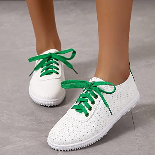 ZSPZX Slip em tênis para mulheres Low Top Summer Moda Casual Sapatos de sola plana MSH Blindável Lace Up Sapatos esportivos