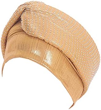 Jdyaoying feminino vintage grão de turbante chapéus de cabeceira de cabeça pré-amarrada muslim turban headwear
