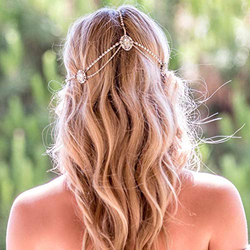 KercisBeauty Sonsinning Crystal Head Chain for Women Bridal Tiara Silver Head Bandy With Rhinestones Capacete