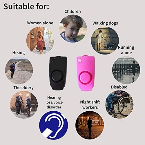 Dispositivos de alarme de segurança pessoal do Airlxf, botão de proteção contra sirene alto ativado com clipe de cadeia de chave de botão escondido para mulheres para mulheres crianças