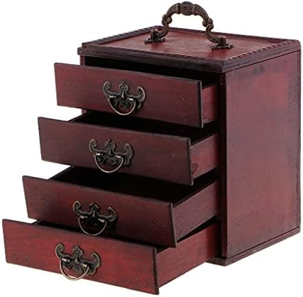 Quul Antique 4 camadas Caixa de caixa de armazenamento Tesouro Artes de madeira Artesas de arte de