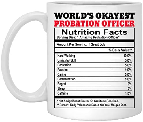 Subin Shop World World World Officer de liberdade condicional Nutrição Facts Coffee Caneca, Oficial de liberdade