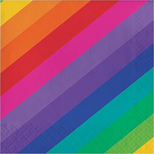 Convertimento criativo 665972 Rainbow Stripes Almoço de 3 camadas de papel, Multicolor, 6,5 , 16 ct.