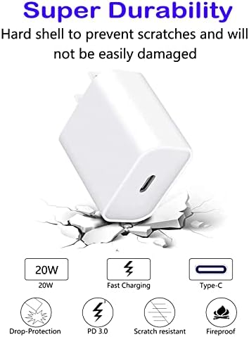 iPhone Super Fast Charger 【Apple MFI Certificado】 20W Rapid Wall Carreger Block PD Adaptador USB C Para um