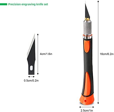 Foshio 2 pacote de faca artesanal de precisão com 20 peças Substituição lâminas, faca de hobby ergonômica