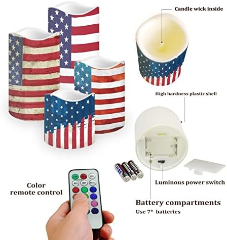 Huise para 4 pacotes American Singueira Design de bandeira Americana Operado por velas de luz