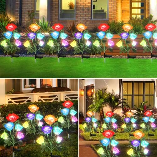 10 LEDs LEDs mudanças de 7 cor luzes de rosas de rosa Decorações de jardim de jardim ao ar livre luzes de estaca