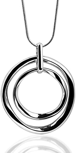 Jiulory Circle Colar, pingente de círculo duplo da corrente de camisola longa, colar de jóias de ouro