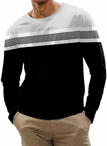 Moda masculina esportes casuais costura listrada de impressão digital Rould pescoço camiseta