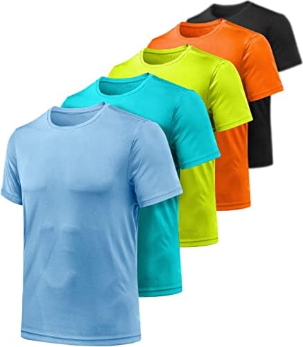 Athlio 2, 3 ou 5 Pack Men's Workout Circhas, Proteção ao Sol Camisetas Athleticas Rápidas, Camisetas