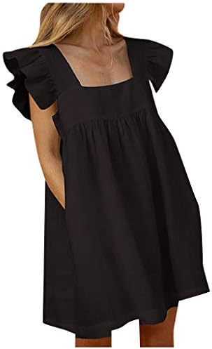 Mini vestidos de nokmopo para mulheres vestido de verão colar gola elegante bolso bobofles manga curta vestido midi