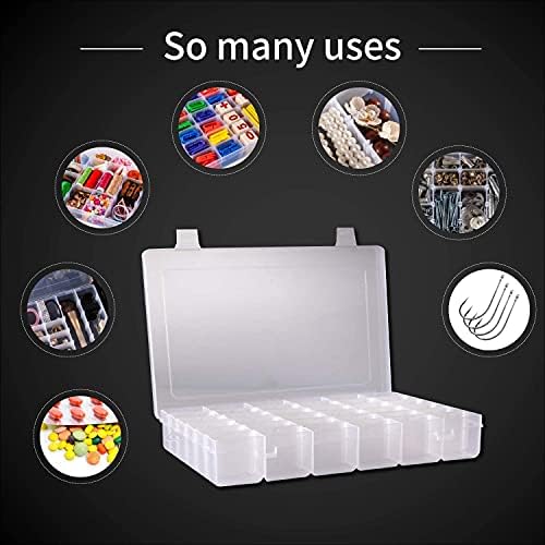 Juvielich Clear Plastic Organizer Box, 24 Grades fixos Caixa de jóias de contêineres de armazenamento
