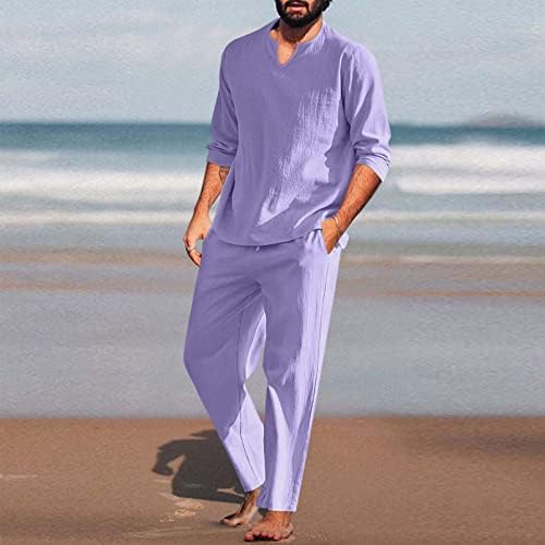 DIYAGO Mens Linen Beach Sets Design Combinante Conjunto de verão Casual Casual Casual Roupet Fashion Summer Ternos