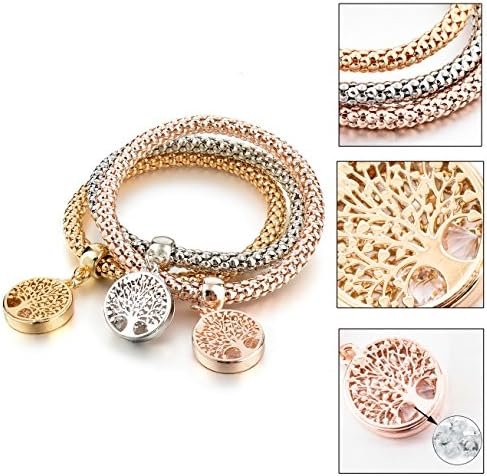 Longo caminho 3pcs ouro prata rosa ouro penteado pulseira de charme para mulheres estirando pulseira multicamada