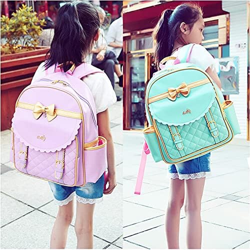 Yookeyo Children Backpack Princess Girl School School Pu impermeável Daypack Blue2 K522 S para