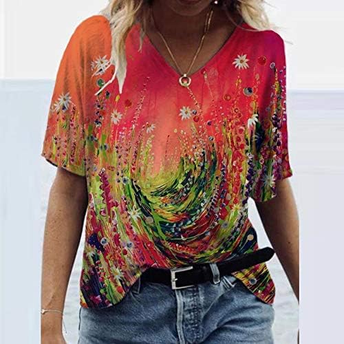 Camisas florais femininas moda mais tamanho camisetas de decote em v altivo