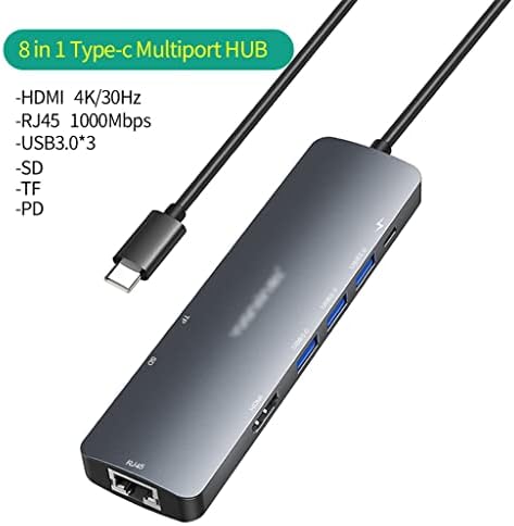 Yasez tipo C Hub USB C Hub 8 em 1 4K PD 60W SD/TF RJ45 Adaptador USB C Estação de dock Splitter Ethernet