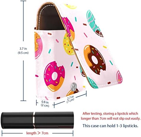 Mini estojo de batom com espelho para bolsa, Summer Pattern Donuts Organização de caixa portátil