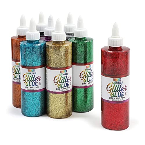 Cola de arte metálica com garrafas de glitter, 8 cores para artesanato