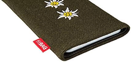 Fitbag trachten edelweiss manga personalizada para Nokia E52. Bolsa de tecido de terno fino com forro de