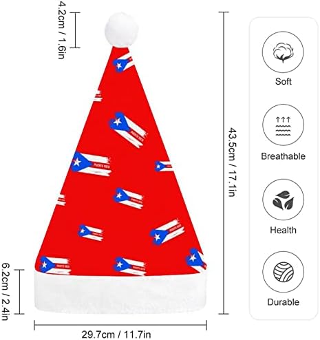 Porto Rico Flag engraçado chapéu de natal Papai Noel Chapé Crusco curto com punhos brancos para suprimentos de decoração de festa de férias de Natal