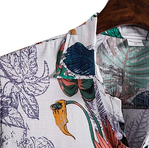 Camisa de botão para masculino ubst, camisa floral de manga curta de verão Camisa casual vintage FIT HAWAIIAN PEACH TOPS