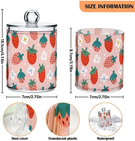 Strawberries rosa Flores Swab Swab Porta de banheiro Recipientes de banheiro Jarros com tampas conjuntos