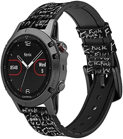 CA0773 PALAVRAS FUNCIONAIS Blackboard Leather Smart Watch Band Strap for Garmin Vivoactive 4S Vivomove
