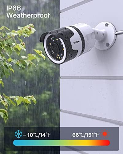 ZOSI 4K 16CH POE Security Camera System Outdoor, 8 x 5mp e 4 x 8mp Poe IP Camera, visão noturna em cores,