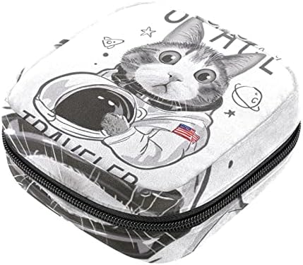 Bolsa de maquiagem de gato fofo de viajante espacial, bolsa de cosméticos, bolsa de higiene pessoal
