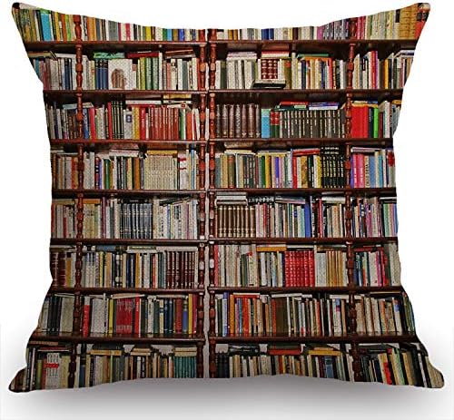 Swono Library Bookshelf Farmhouse Decoração da família Decoração de linho de algodão Casa decorativa Caso de almofadas de almofada com palavras para sofá de sofá, 18 x 18 em