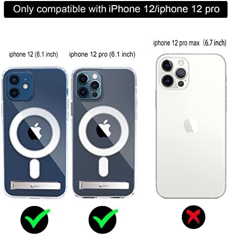 Chitri Compatível para iPhone 12 Case/12 Pro Case Clear 6.1, [Caso magnético de suporte de três vias]
