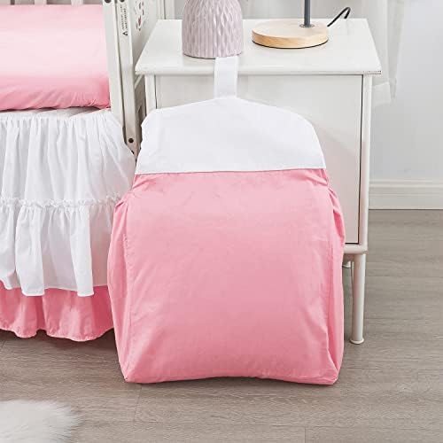 6 peças 100 % de algodão de algodão conjuntos de cama de berço para meninas beliscar prega prega de bebê com edredom de bebê poeira abaixamento rosa branco rosa e branco