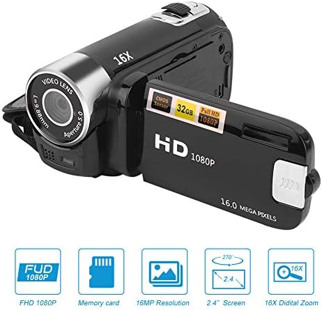 Câmera de vídeo de vídeo Ashata Câmera de câmera 16mp 16x Zoom Digital Camera Recorder com tela de 2,7in IPS