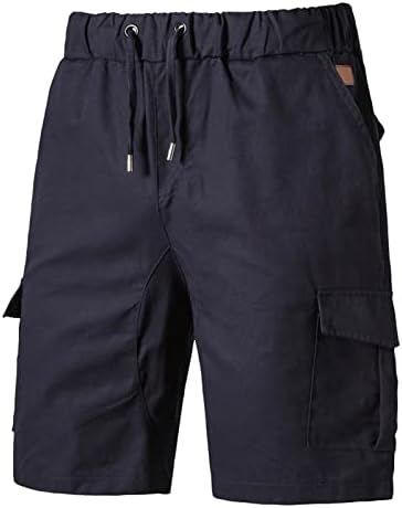 Shorts para homens cargo, masculino casual, shorts de carga casual de cor casual de cor sólida com vários