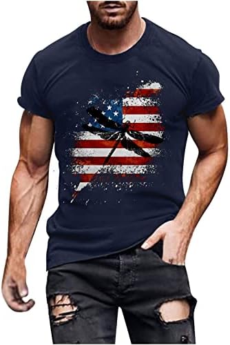 lcepcy mass legal 4 de julho T Camisetas American Flag Print Crew pescoço de manga curta camiseta
