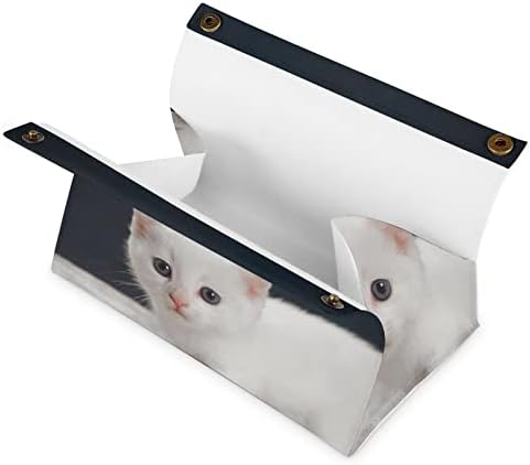 Portador de tecidos de gatinho branco Organizador retangular de guardanapo para cômoda de bancada para bancada