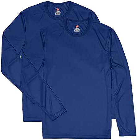 Pacote de manga longa masculina de Hanes, camisetas legais que bebem umidade, camiseta de desempenho, 2-pacote
