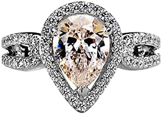Noivado Round Cut Zircon Rings de casamento de jóias para mulheres full full diaml fofo fantasia para