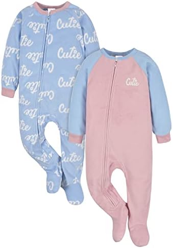 Gerber Baby Girls Criandler Loose Fit Flame Resistente Fleece Pijama de pés 4-PACK